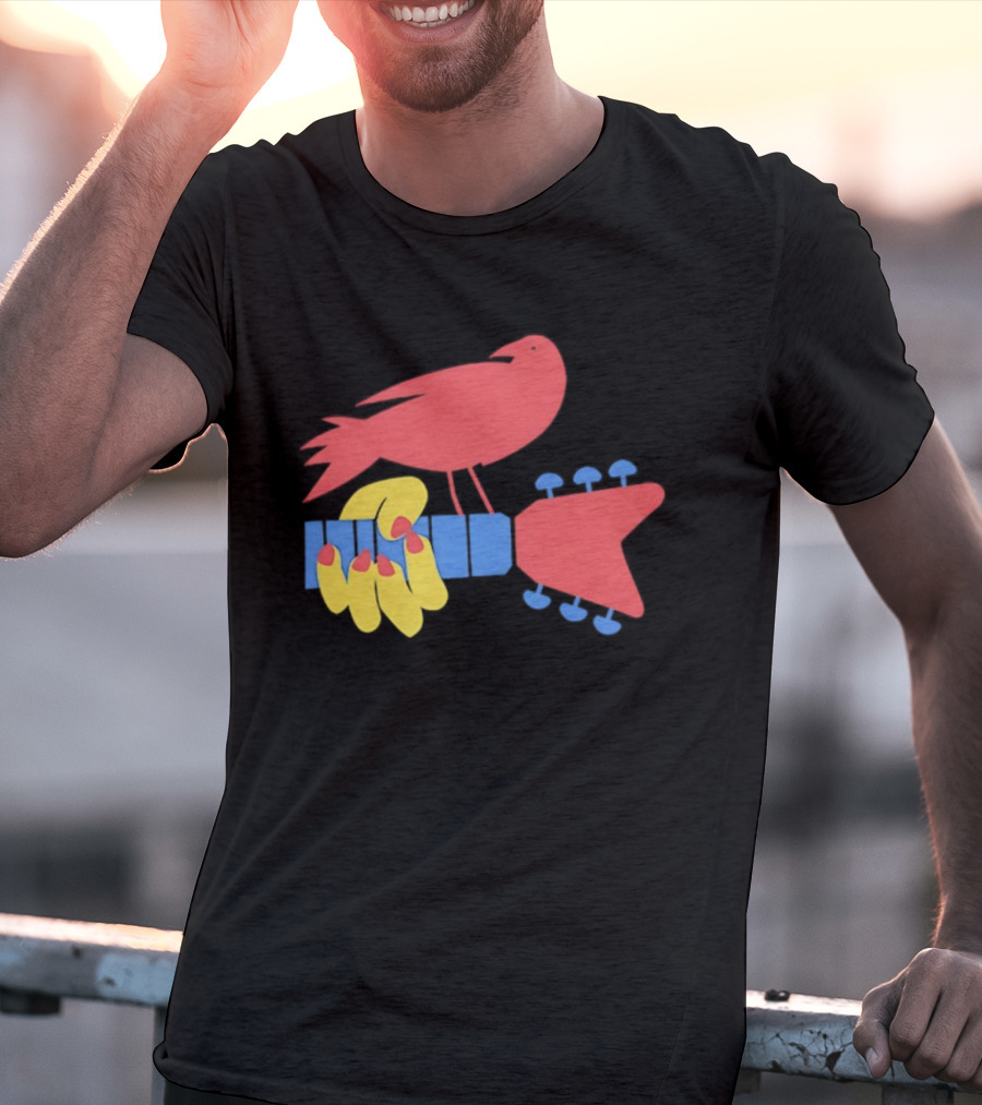 Woodstock Bird Holding Guitar Iconic Symbol T-Shirt