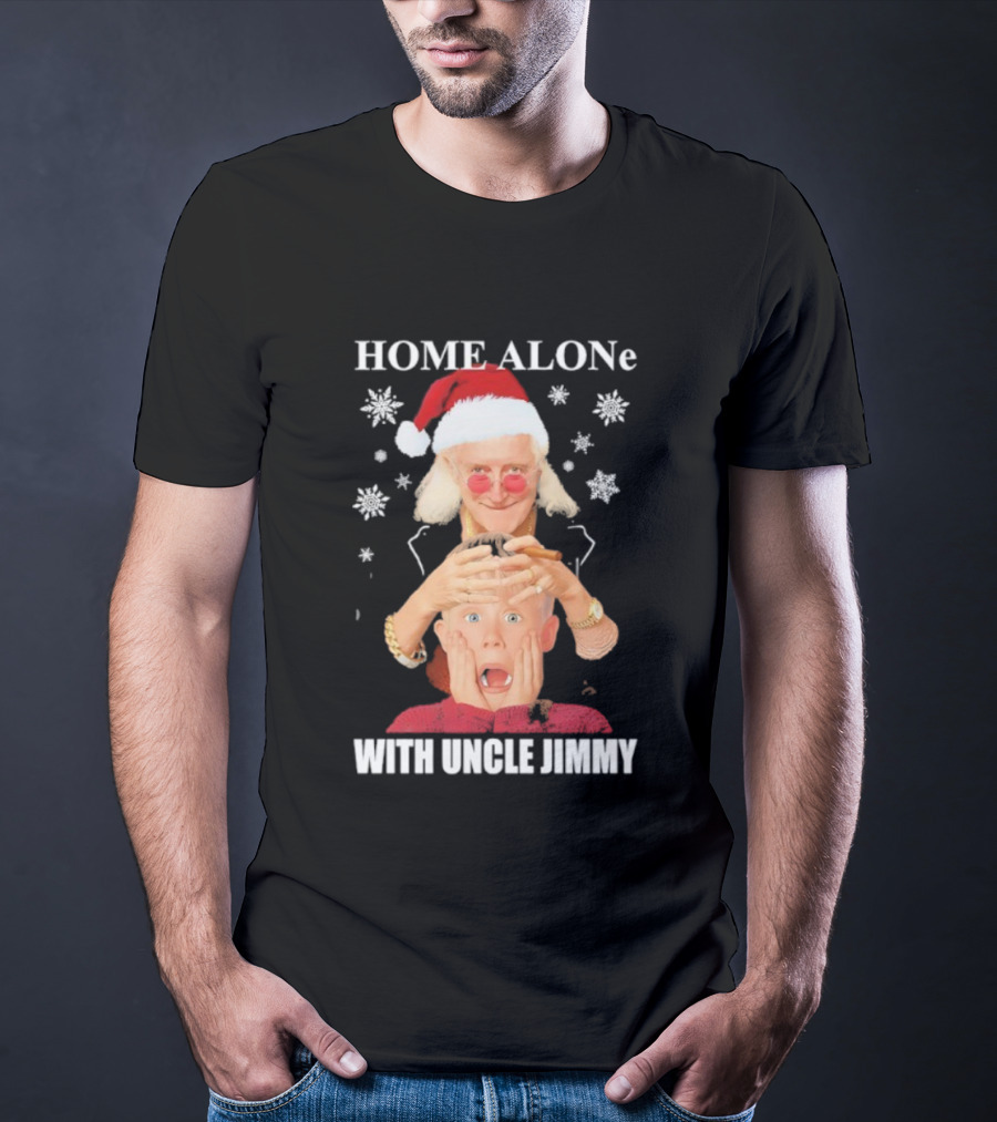HOME ALONe Merry Christmas With Uncle Jimmy Santa Hat T-Shirt