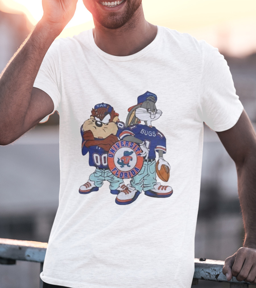 Florida Gators University Bugs Bunny Taz Looney Tunes Football T-Shirt