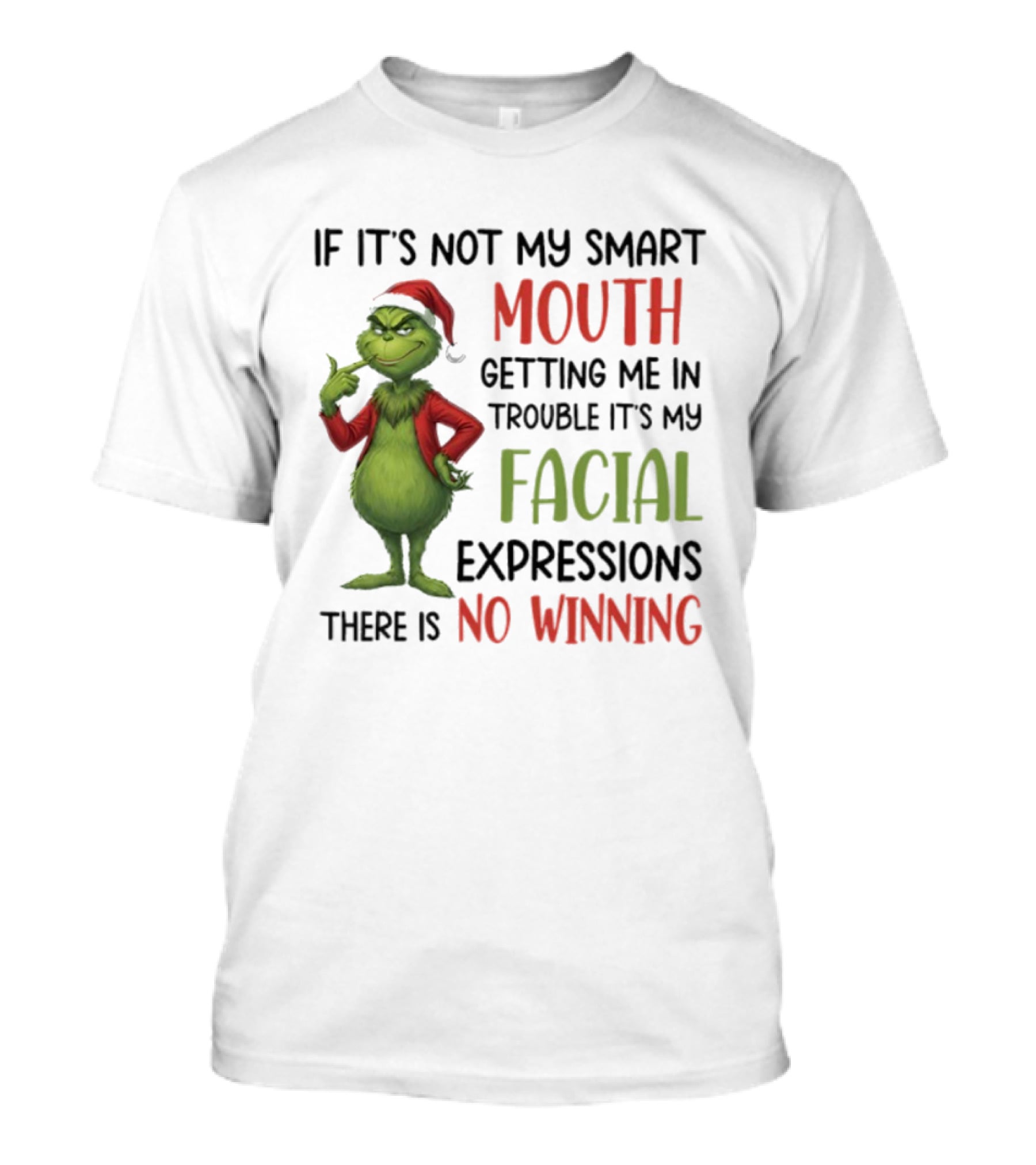 Grinch Smart Mouth Facial Expressions No Winning T-Shirt