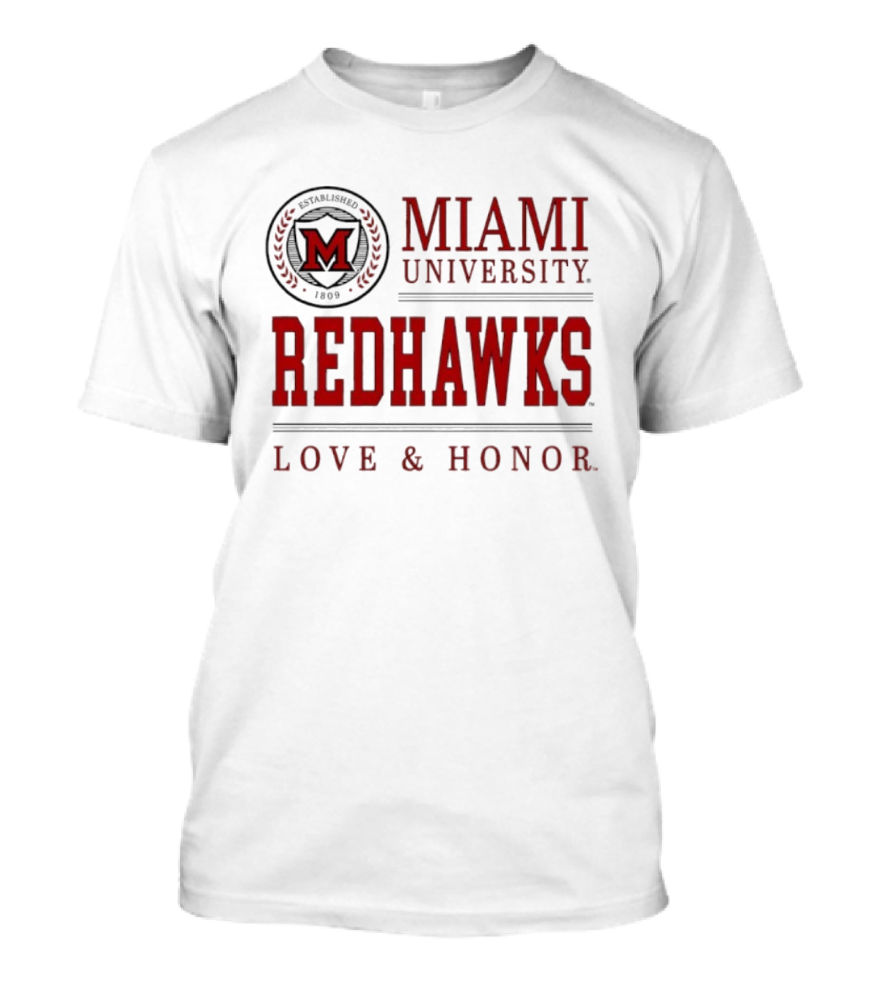 Miami University Redhawks M Seal Love And Honor T-Shirt