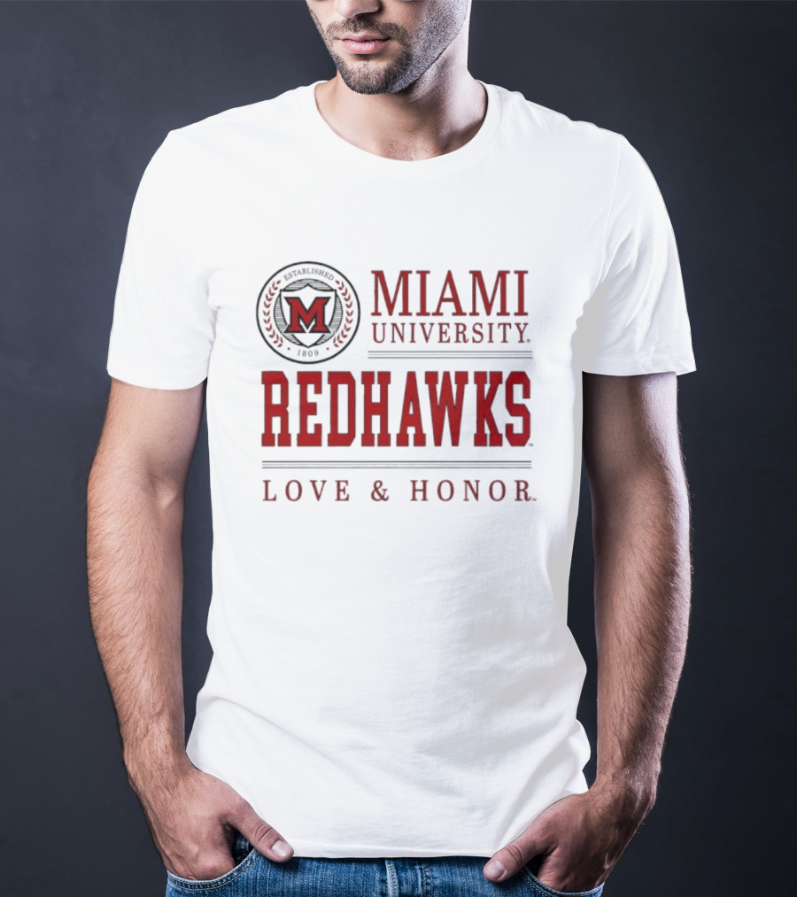 Miami University Redhawks M Seal Love And Honor T-Shirt