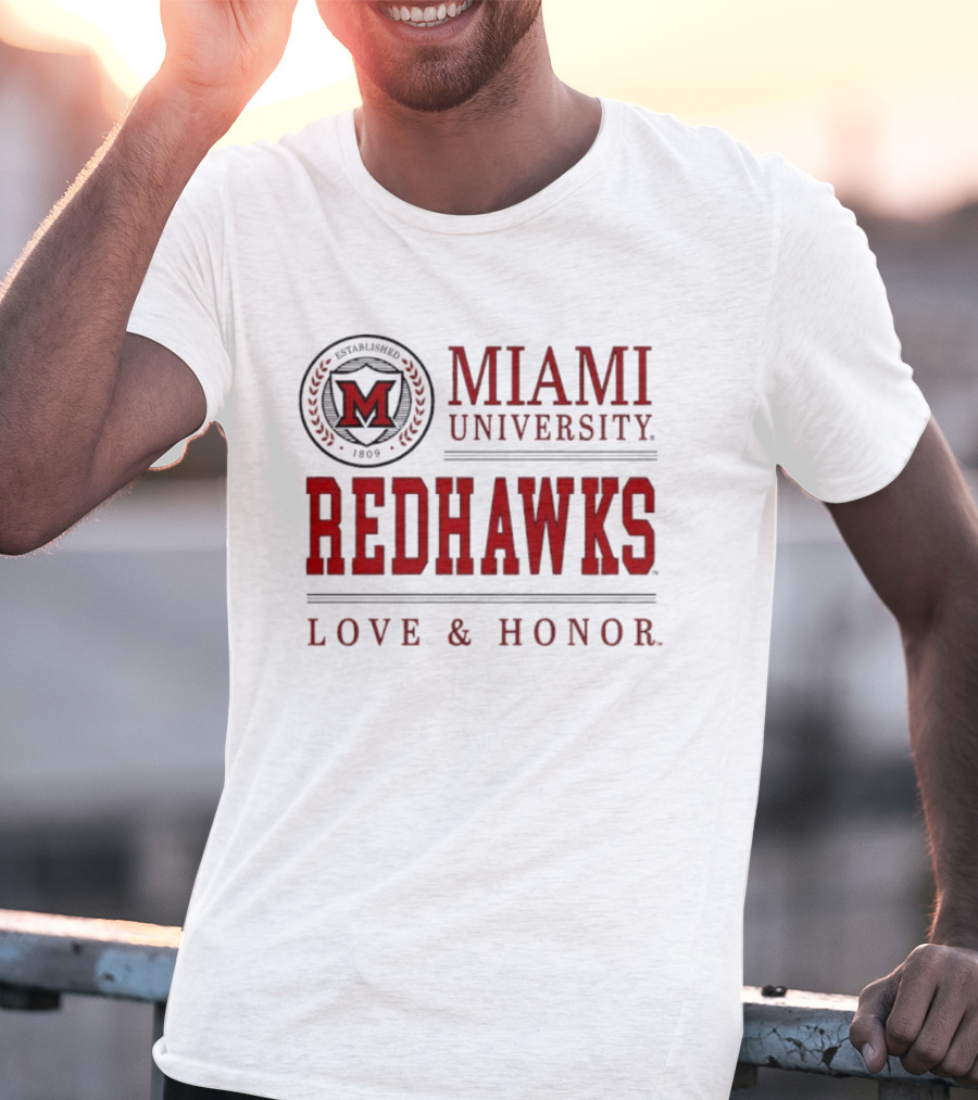 Miami University Redhawks M Seal Love And Honor T-Shirt
