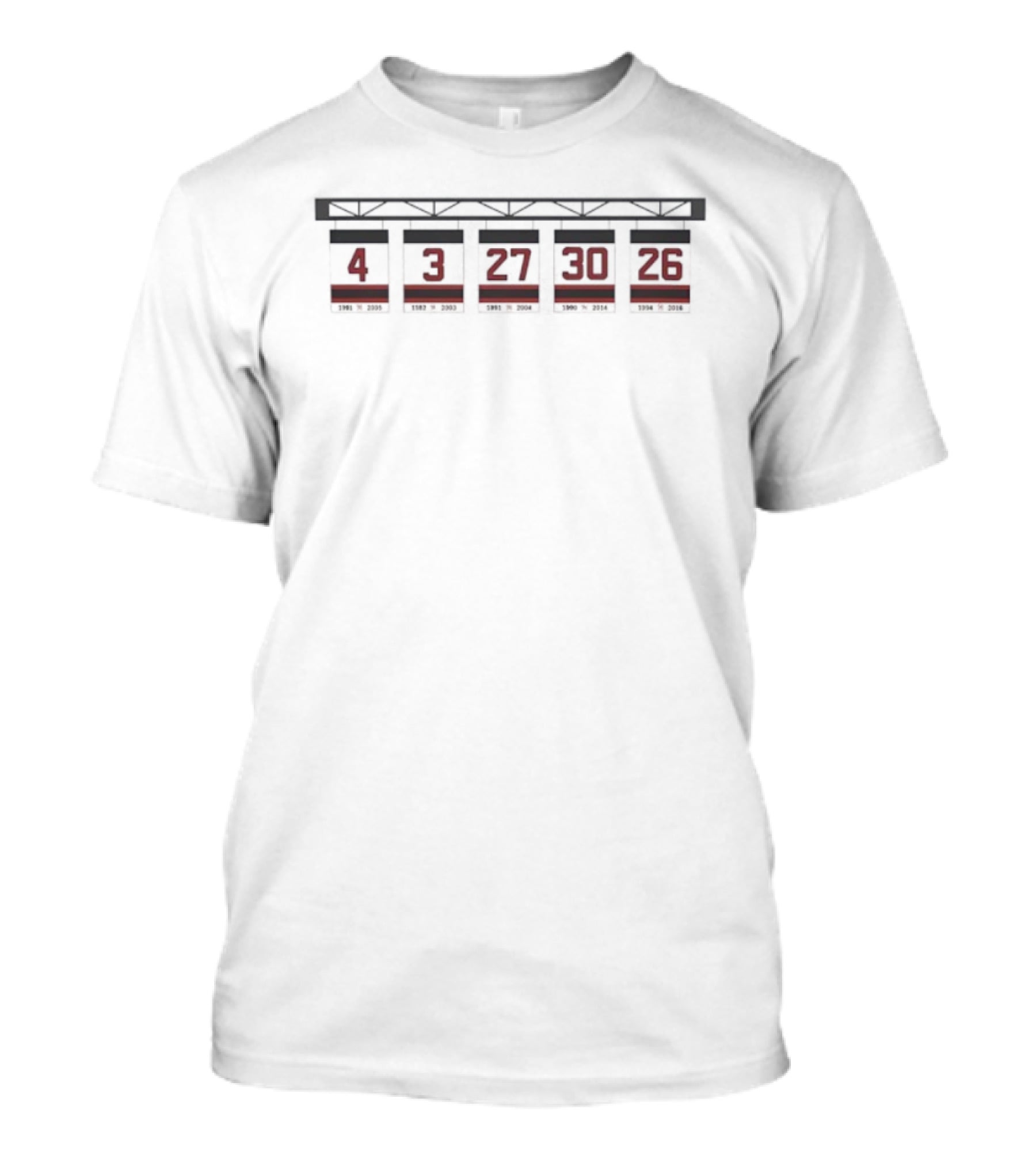 New Jersey Devils Retired Numbers 4 3 27 30 26 T-Shirt