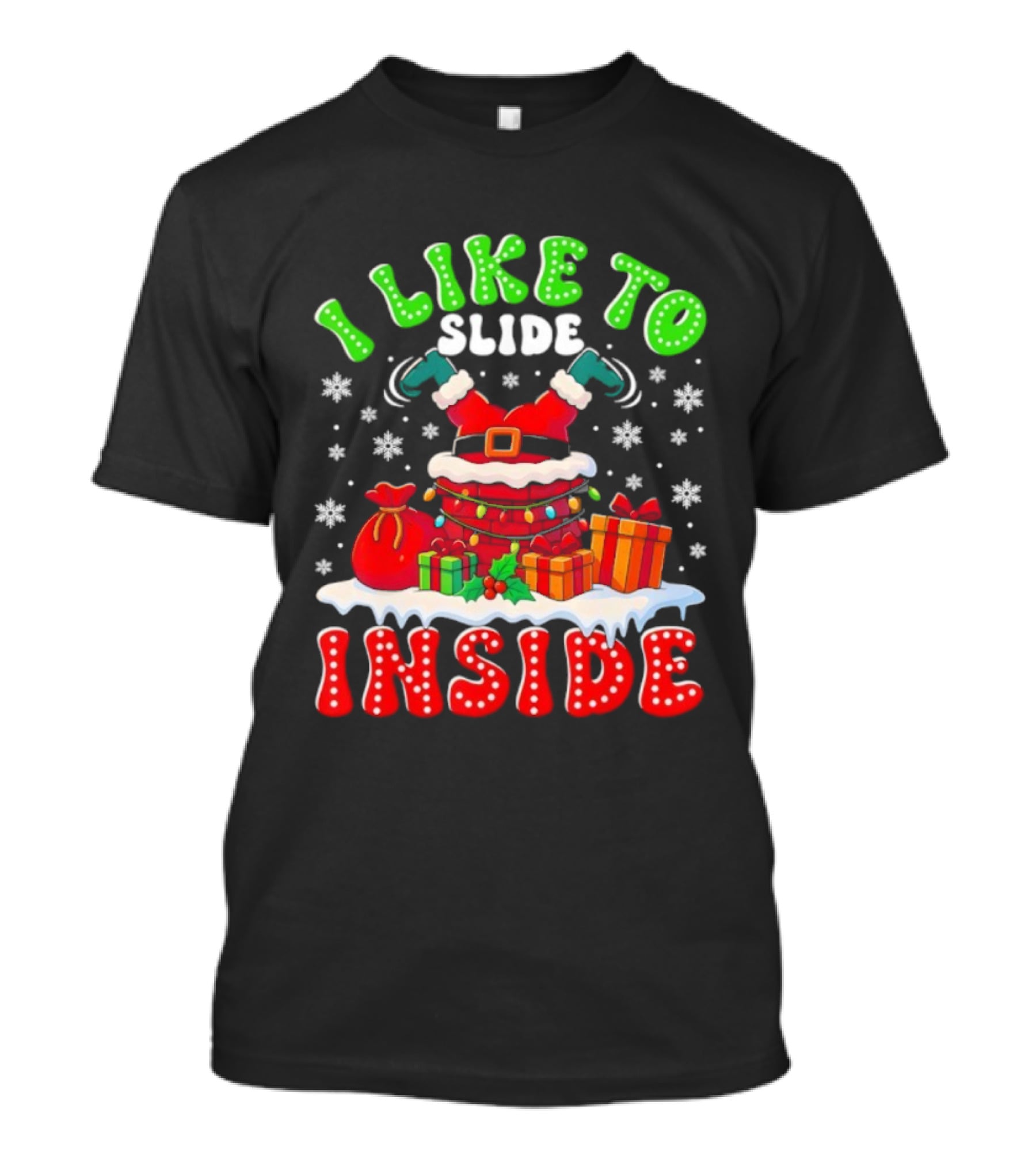 I Like To Slide Inside Funny Santa Christmas Couple Matching T-Shirt
