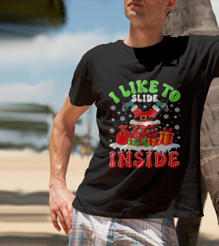 I Like To Slide Inside Funny Santa Christmas Couple Matching T-Shirt