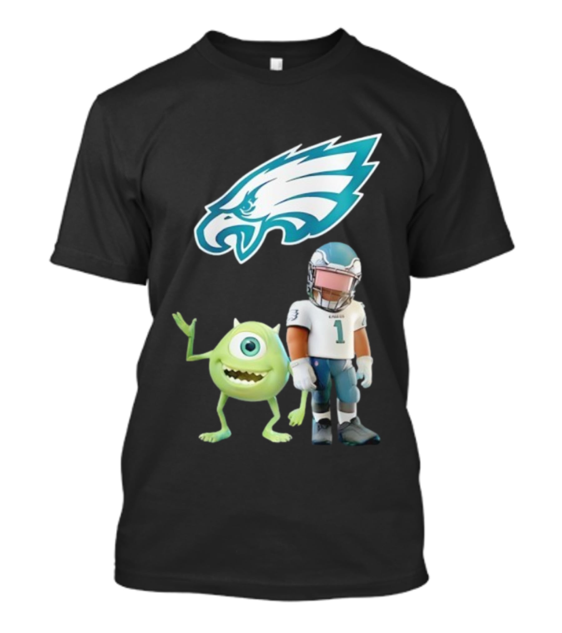 Philadelphia Eagles NFL Mike Wazowski Collaboration Football Fan Gear T-Shirt