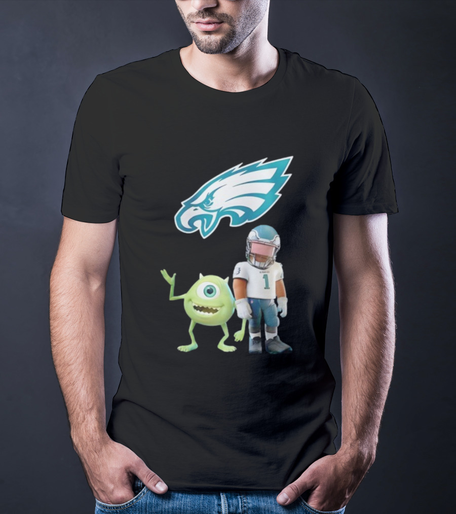 Philadelphia Eagles NFL Mike Wazowski Collaboration Football Fan Gear T-Shirt