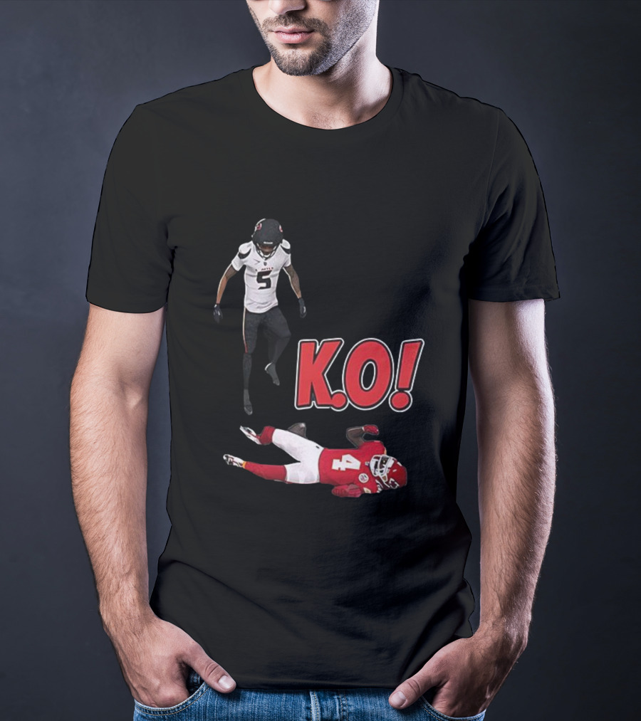 Jalen Pitre KO Monster Hit On Rashee Rice Houston Texans T-Shirt