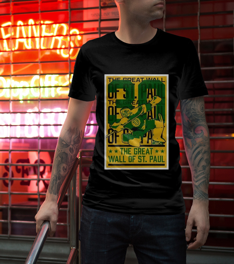 The Great Wall Of St. Paul Minnesota Wild Jesper Wallstedt Pose T-Shirt
