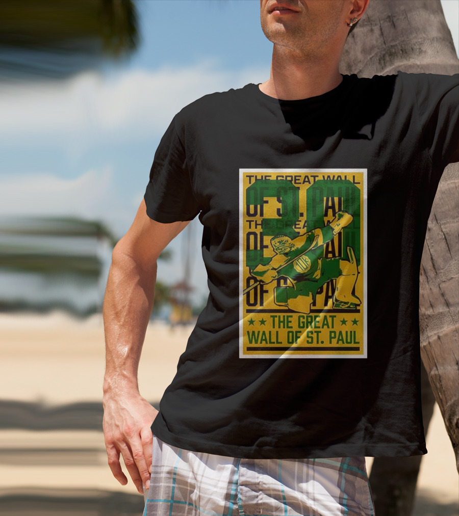 The Great Wall Of St. Paul Minnesota Wild Jesper Wallstedt Pose T-Shirt