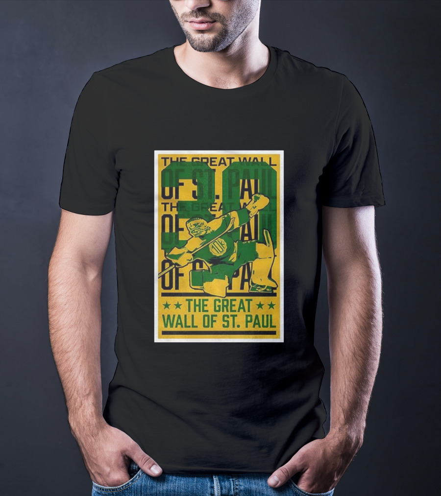 The Great Wall Of St. Paul Minnesota Wild Jesper Wallstedt Pose T-Shirt