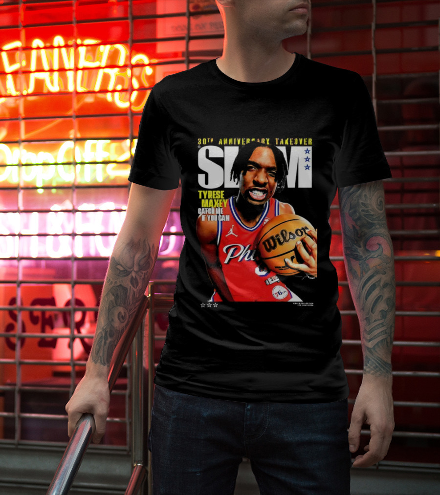 Tyrese Maxey SLAM 30th Anniversary Philadelphia Takeover T-Shirt