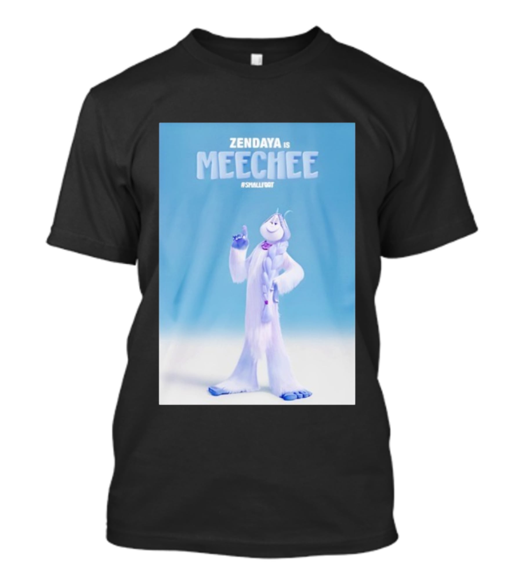 Zendaya Is Meechee Smallfoot Movie Character Blue Background T-Shirt