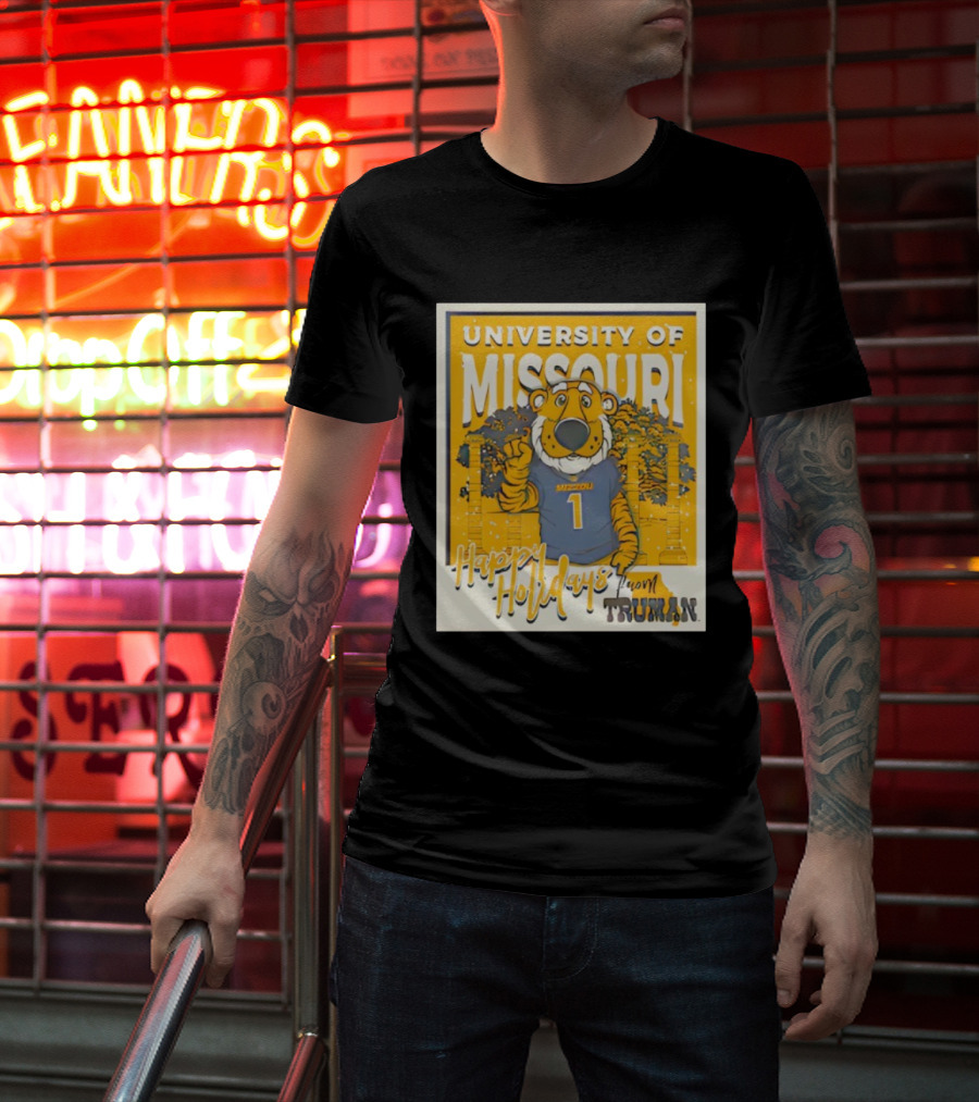 University Of Missouri Truman Happy Holidays Polaroid T-Shirt