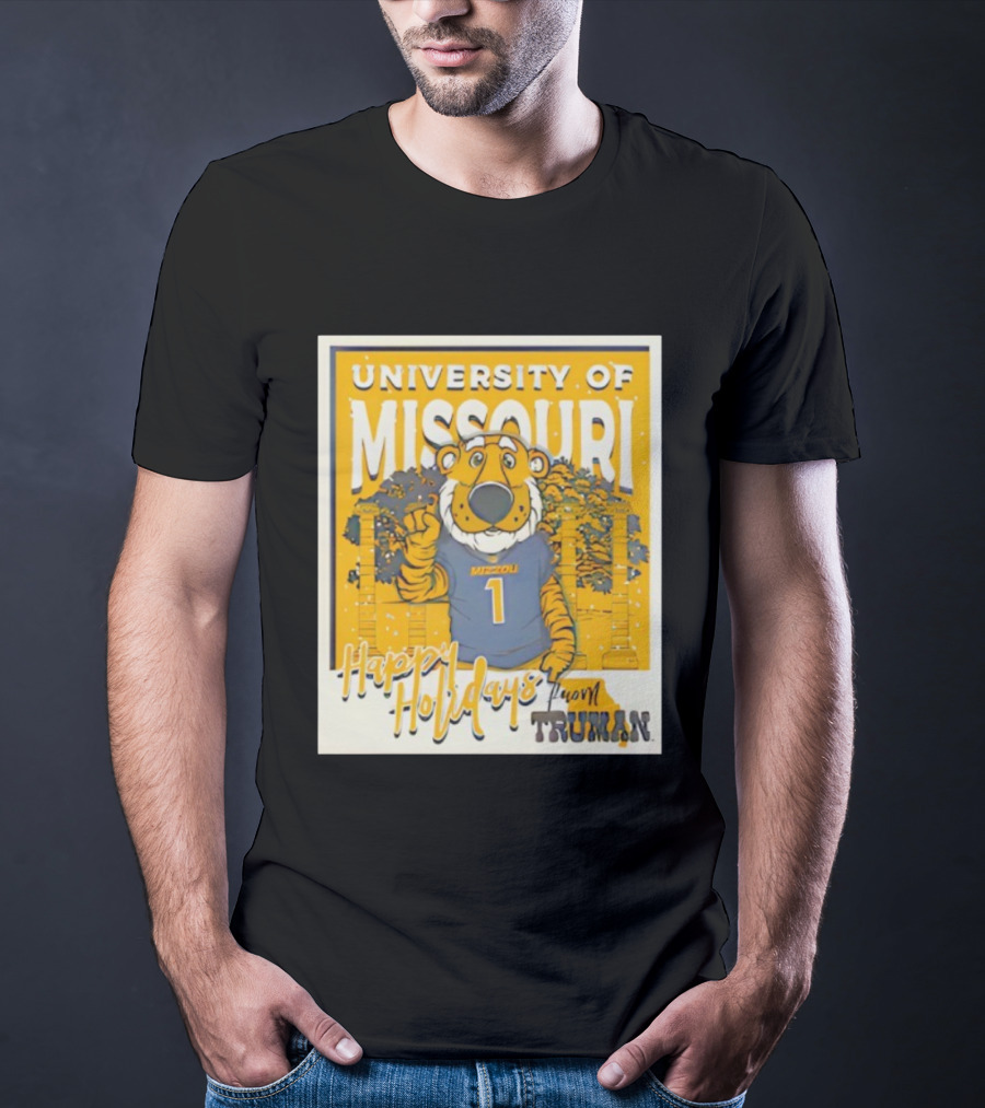 University Of Missouri Truman Happy Holidays Polaroid T-Shirt