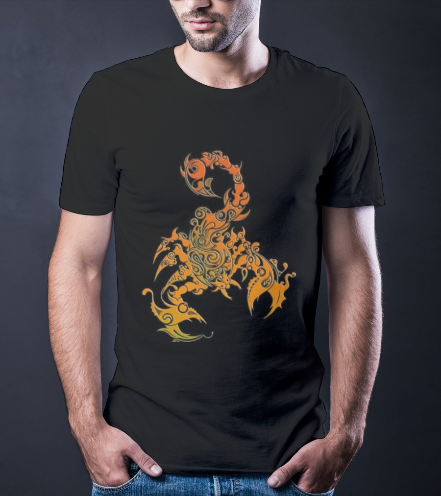Scorpion Fiery Spirit Swirl Motif T-Shirt