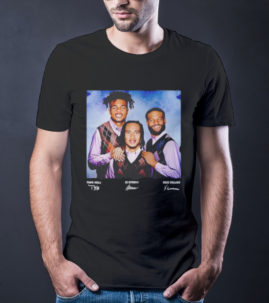 Nico Collins CJ Stroud Tank Dell Step Brothers Houston Texans NFL Players Portrait T-Shirt