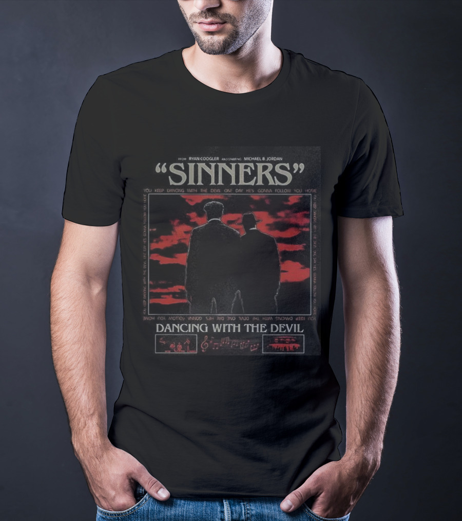 Sinners Movie Dancing With The Devil Ryan Coogler Michael B Jordan Vintage T-Shirt