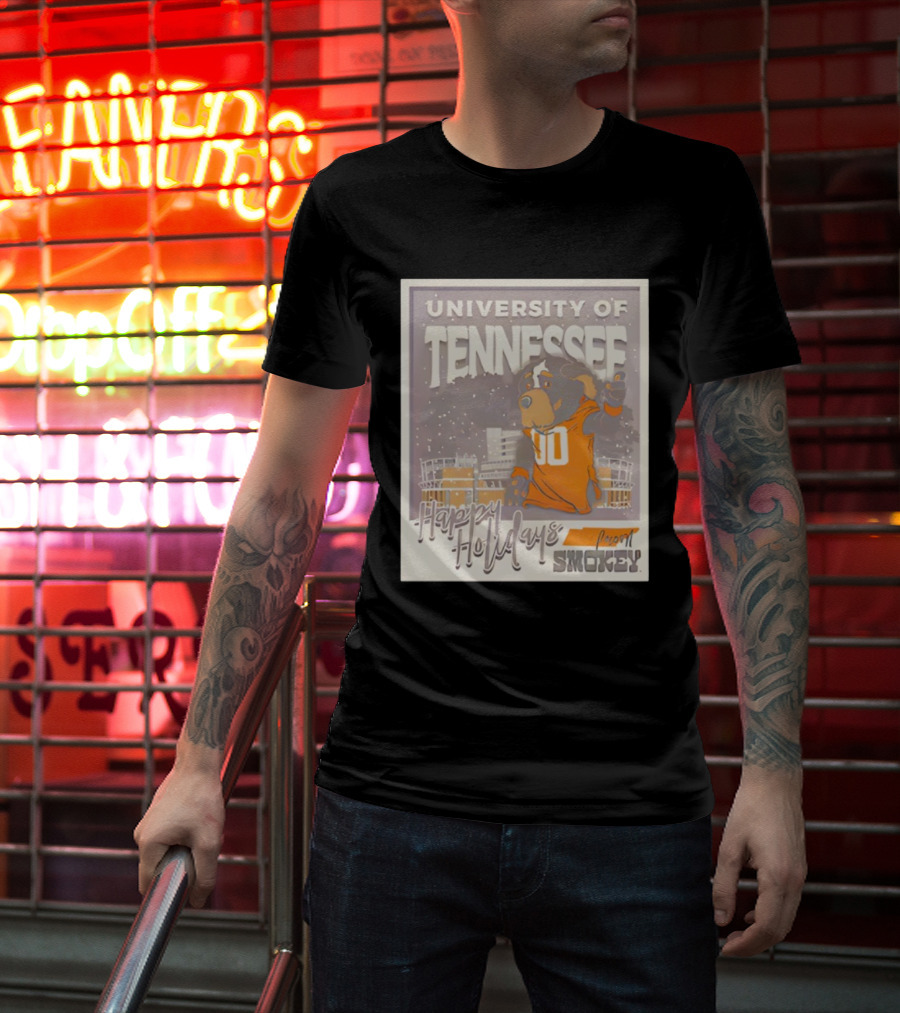University Of Tennessee Happy Holidays From Smokey Stadium Scene T-Shirt