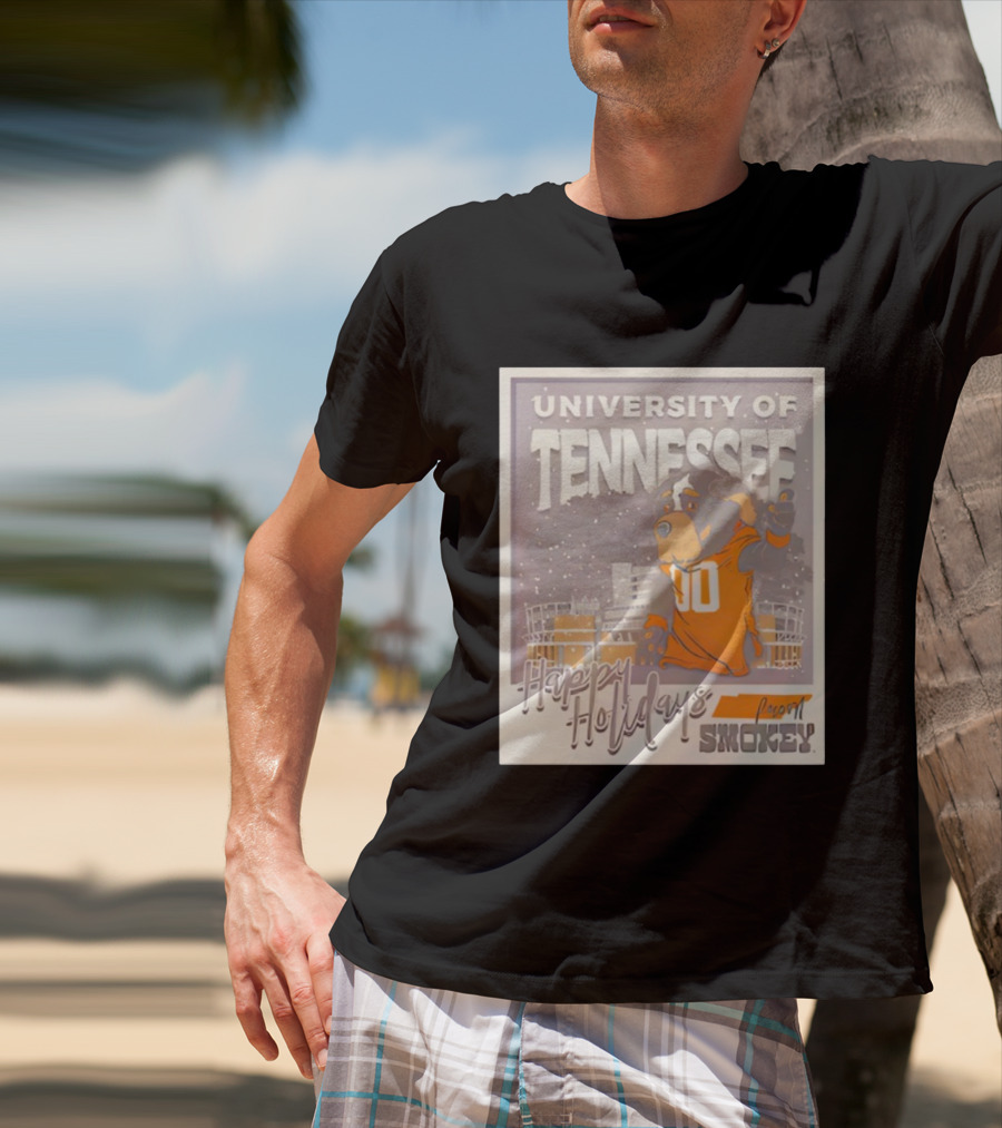 University Of Tennessee Happy Holidays From Smokey Stadium Scene T-Shirt