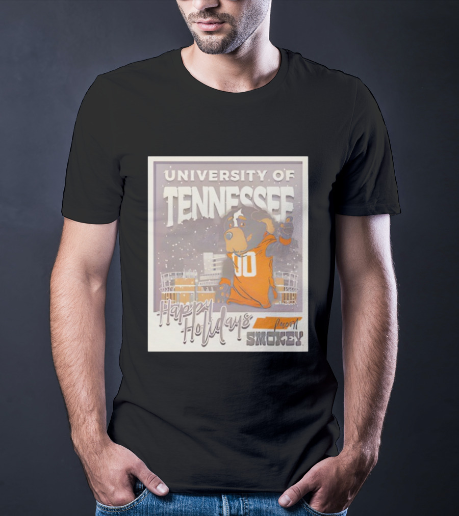 University Of Tennessee Happy Holidays From Smokey Stadium Scene T-Shirt