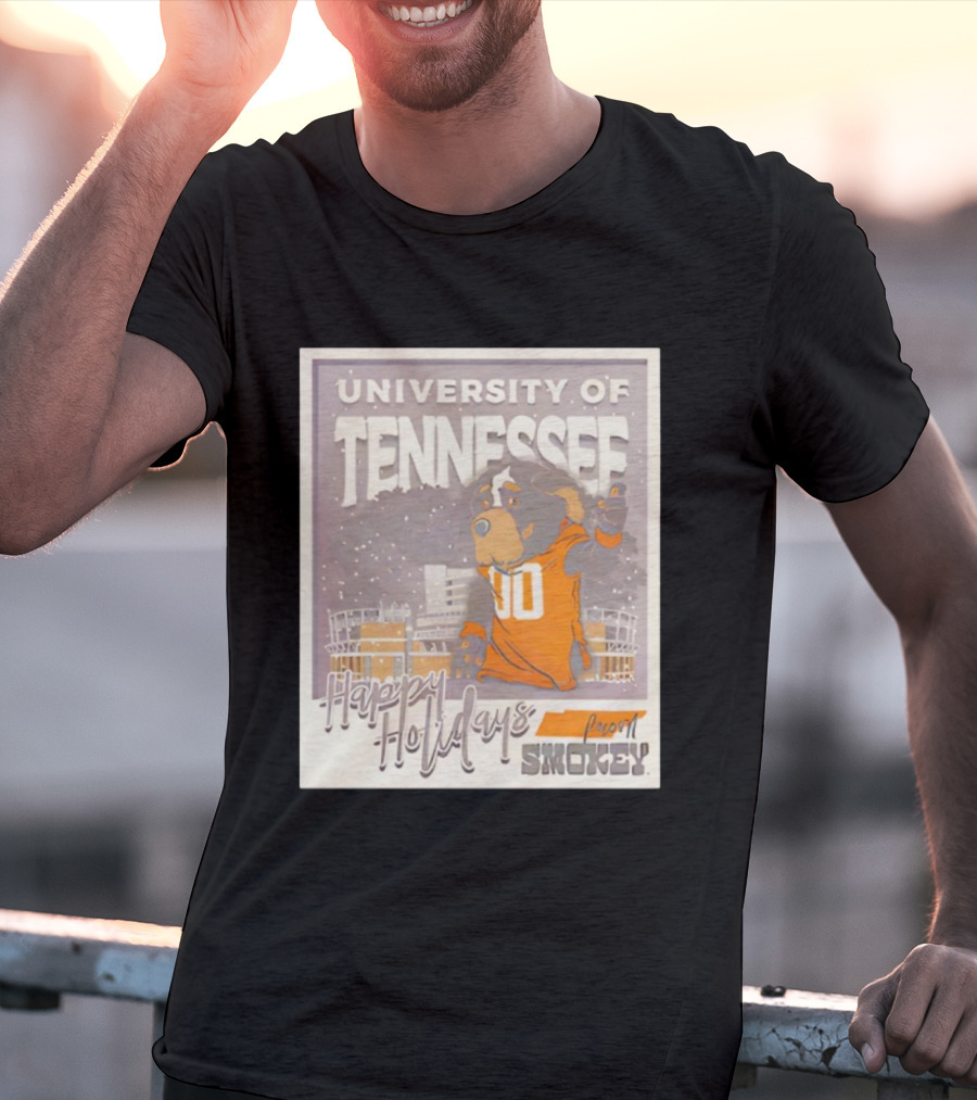 University Of Tennessee Happy Holidays From Smokey Stadium Scene T-Shirt