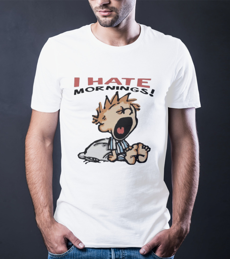 I Hate Mornings Cartoon Vintage Comic Style Pajamas Pillow T-Shirt