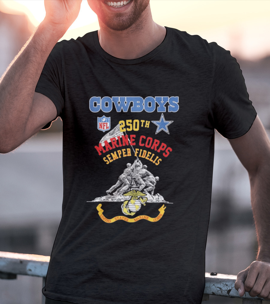 Cowboys NFL Marine Corps 250th Semper Fidelis United States T-Shirt