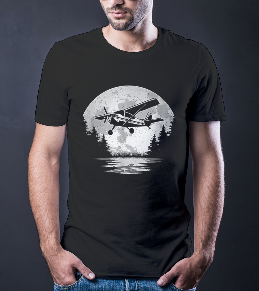 Pilot Airplane Aviator Aviation Vintage Seaplane Reflections T-Shirt