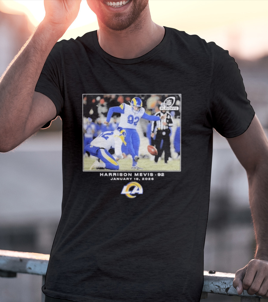 Harrison Mevis Los Angeles Rams NFL Playoffs Kick 92 T-Shirt