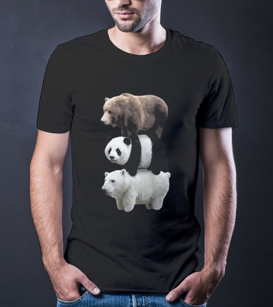 We Bears Realistic Stacked Brown Panda Polar Bears T-Shirt