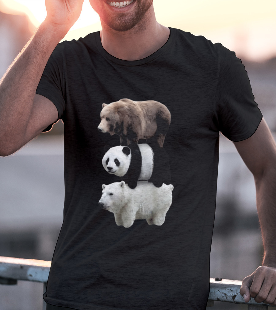 We Bears Realistic Stacked Brown Panda Polar Bears T-Shirt
