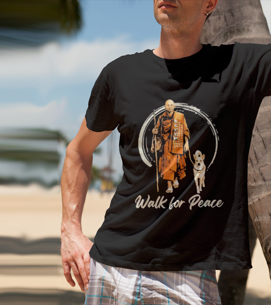 Walk For Peace Aloka With Monk And Dog T-Shirt