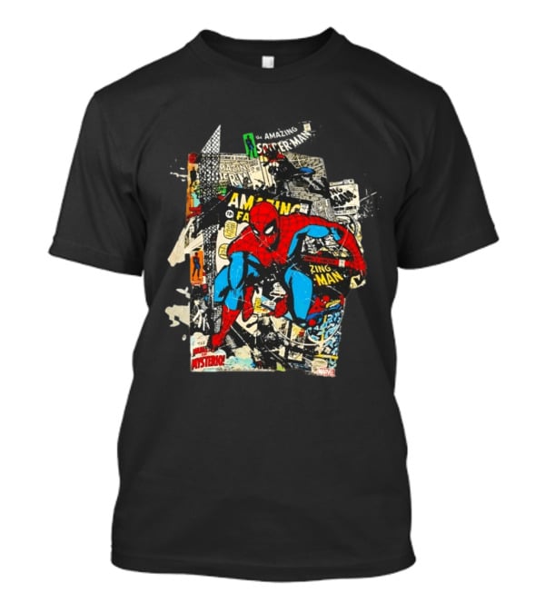 Amazing Fantasy Spider Man Zing Man Marvel Comic Collage T-Shirt