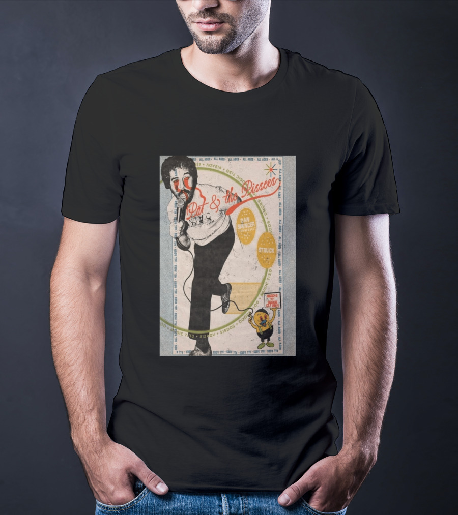 Pat & The Pissers Dan Spencer Struck March 2 All Ages Square Cat Vinyl Concert T-Shirt