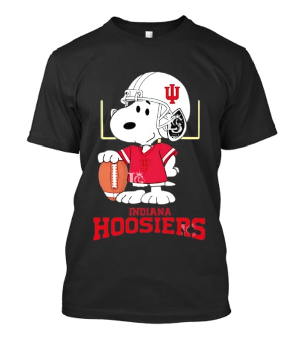 Snoopy Indiana Hoosiers Football Helmet Jersey Football Field T-Shirt