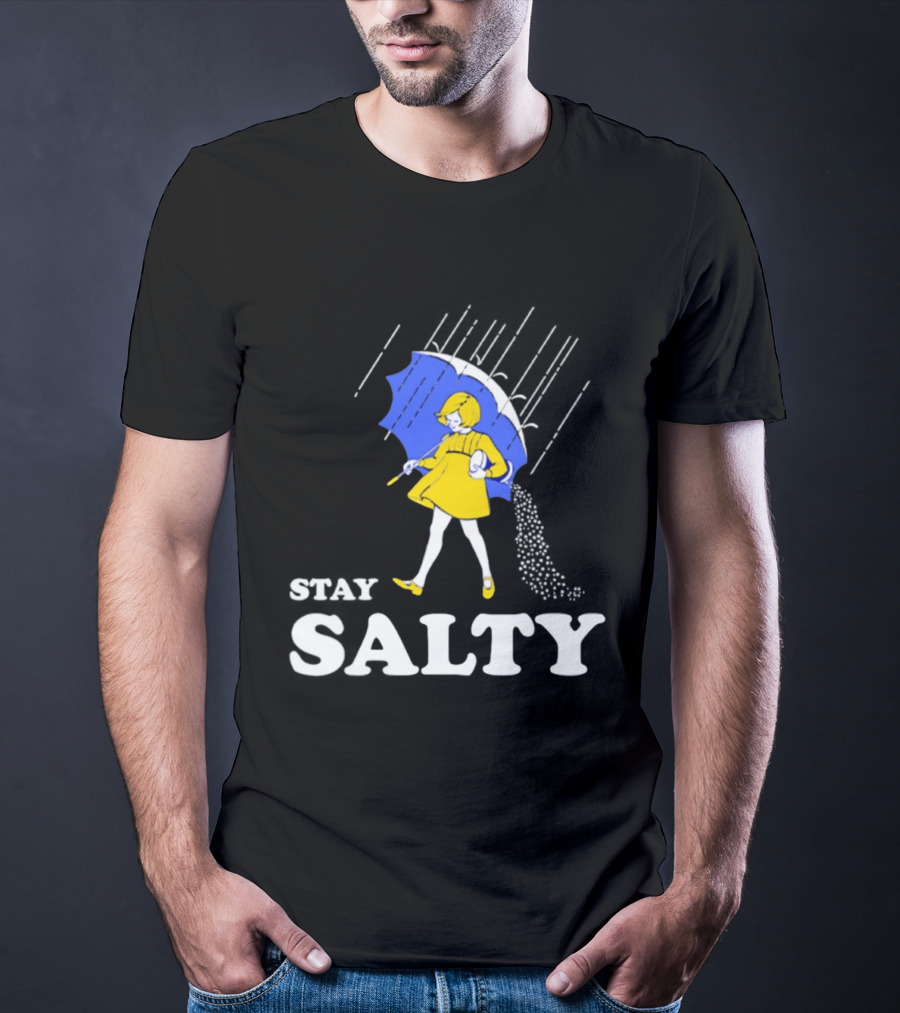 Stay Salty Girl In Yellow With Blue Umbrella T-Shirt