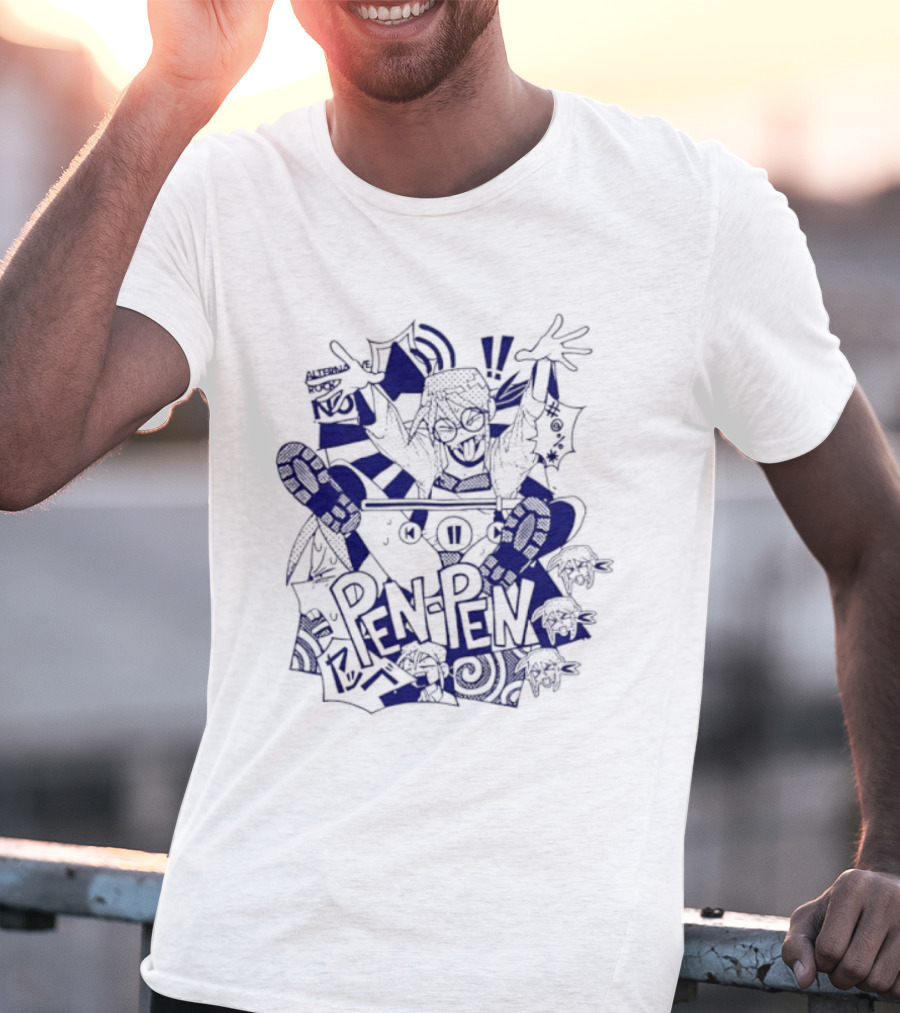 Pen Pen Alterna Ve Abstract Character Blue Vibes T-Shirt