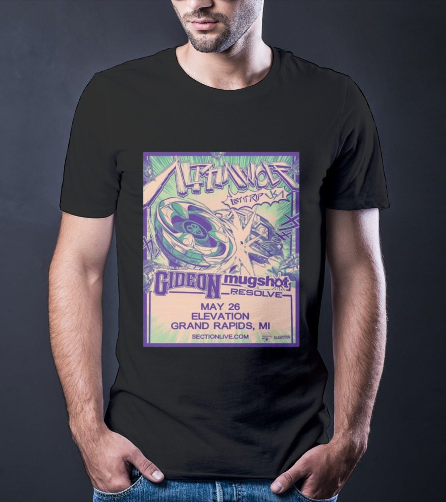 Alpha Wolf Let It Rip USA Tour 2026 May 26 Grand Rapids MI Gideon Shot Resolve T-Shirt