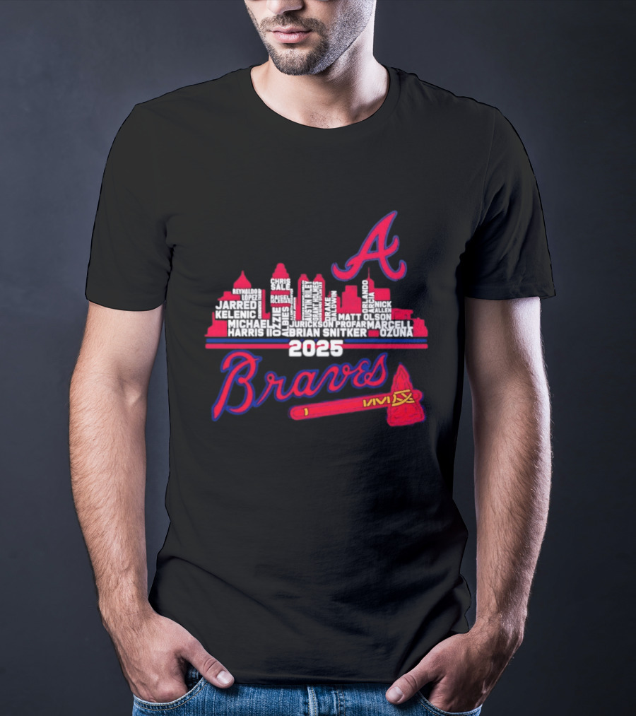 Atlanta Braves Players City Skyline 2025 T-Shirt