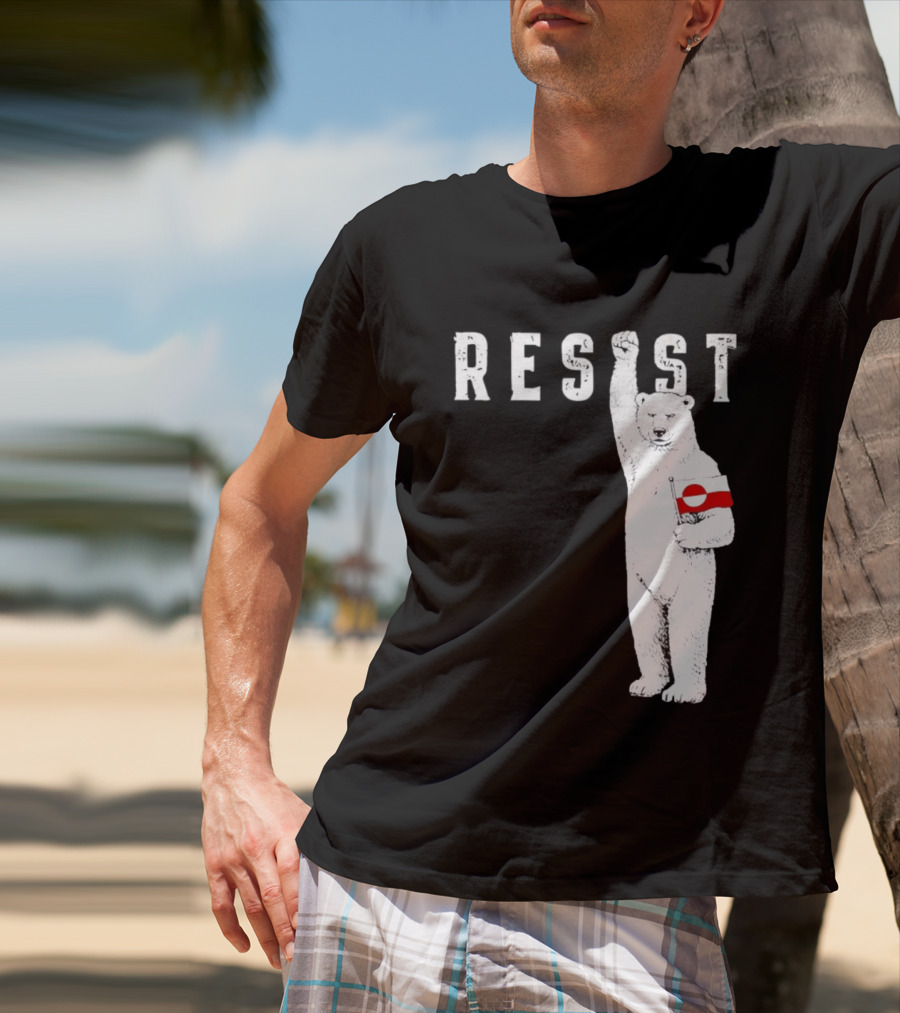 Resist Polar Bear Holding Greenland Flag T-Shirt