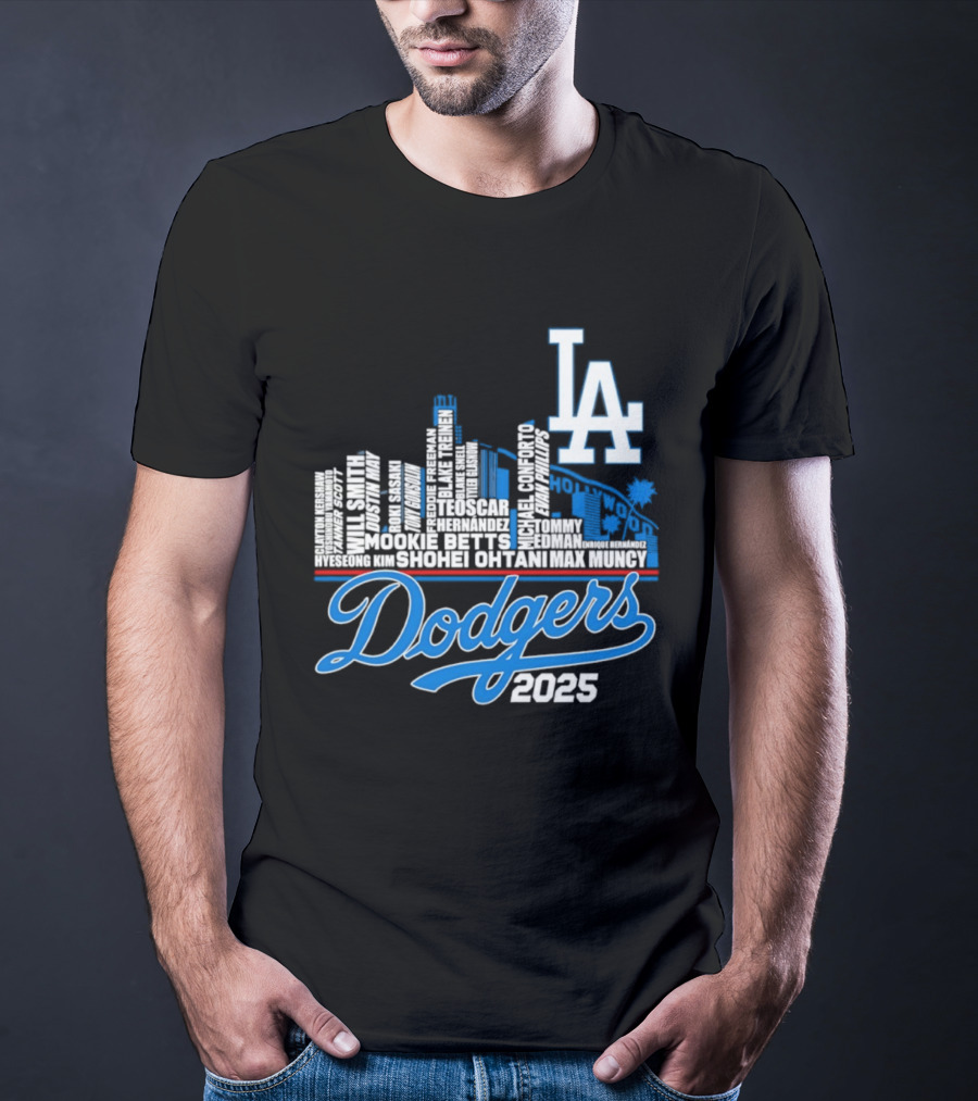 Los Angeles Dodgers 2025 City Skyline Name Players T-Shirt