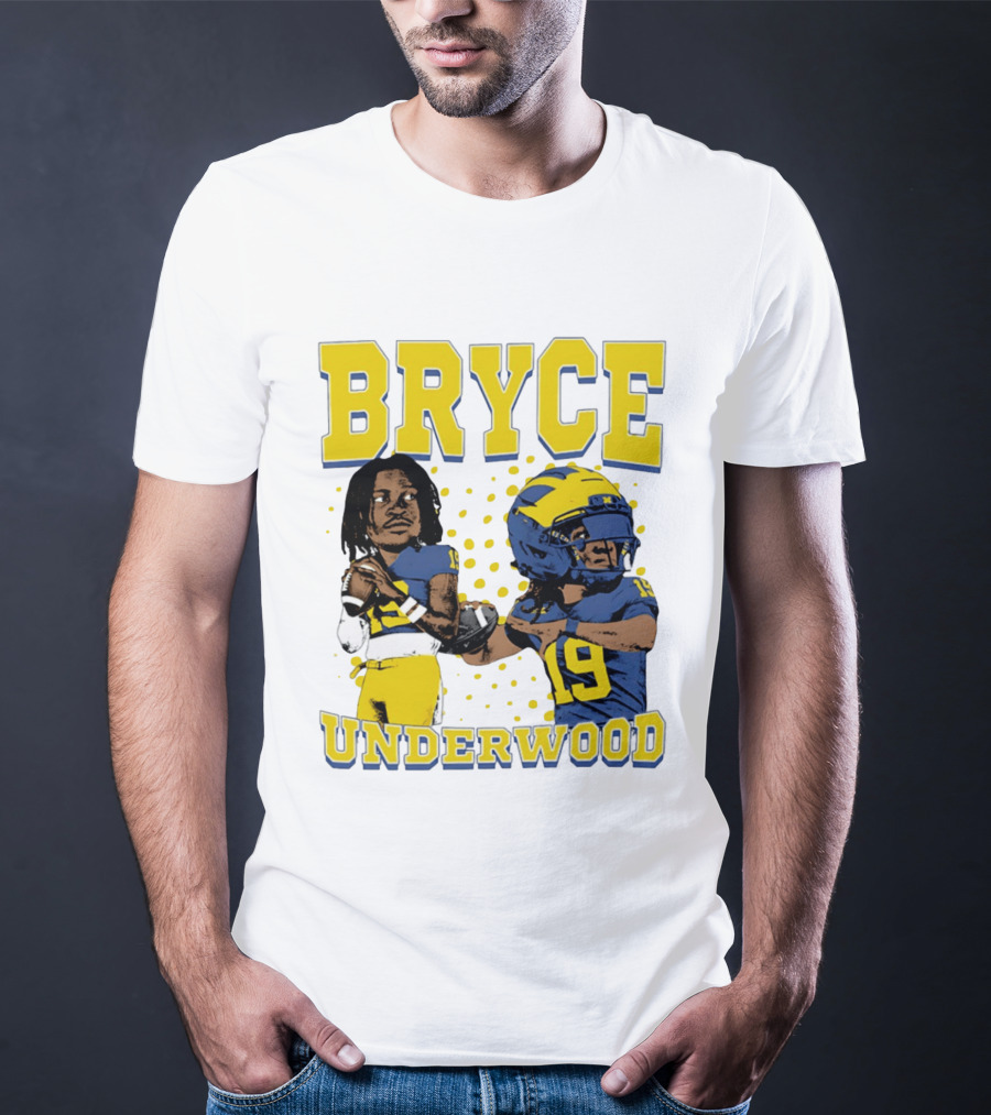 Bryce Underwood Michigan Blue And Yellow Football Caricature 19 T-Shirt