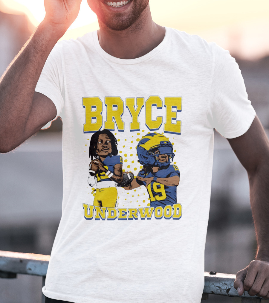 Bryce Underwood Michigan Blue And Yellow Football Caricature 19 T-Shirt