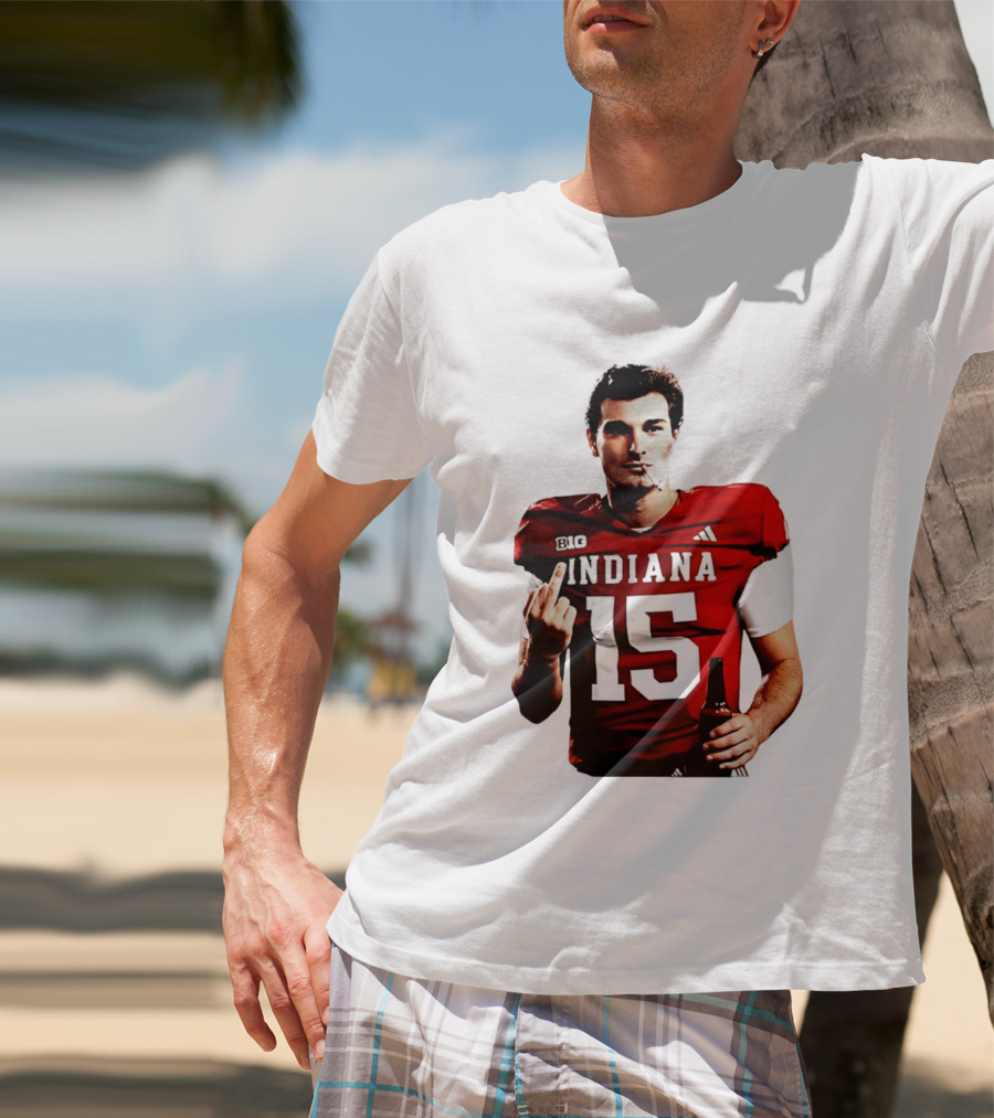 Indiana Hoosiers 15 Middle Finger Smoking Football Player T-Shirt
