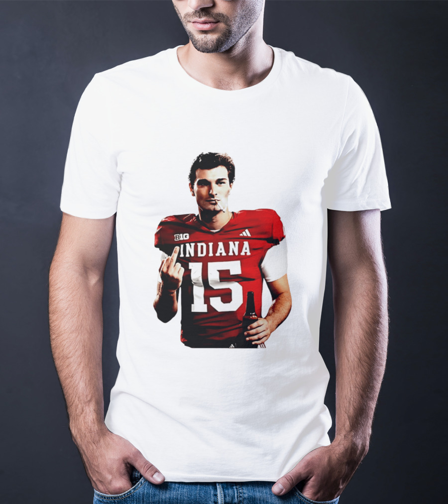 Indiana Hoosiers 15 Middle Finger Smoking Football Player T-Shirt