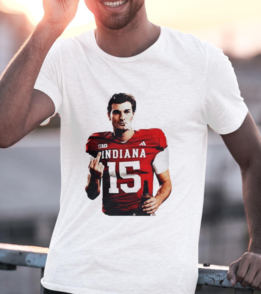 Indiana Hoosiers 15 Middle Finger Smoking Football Player T-Shirt