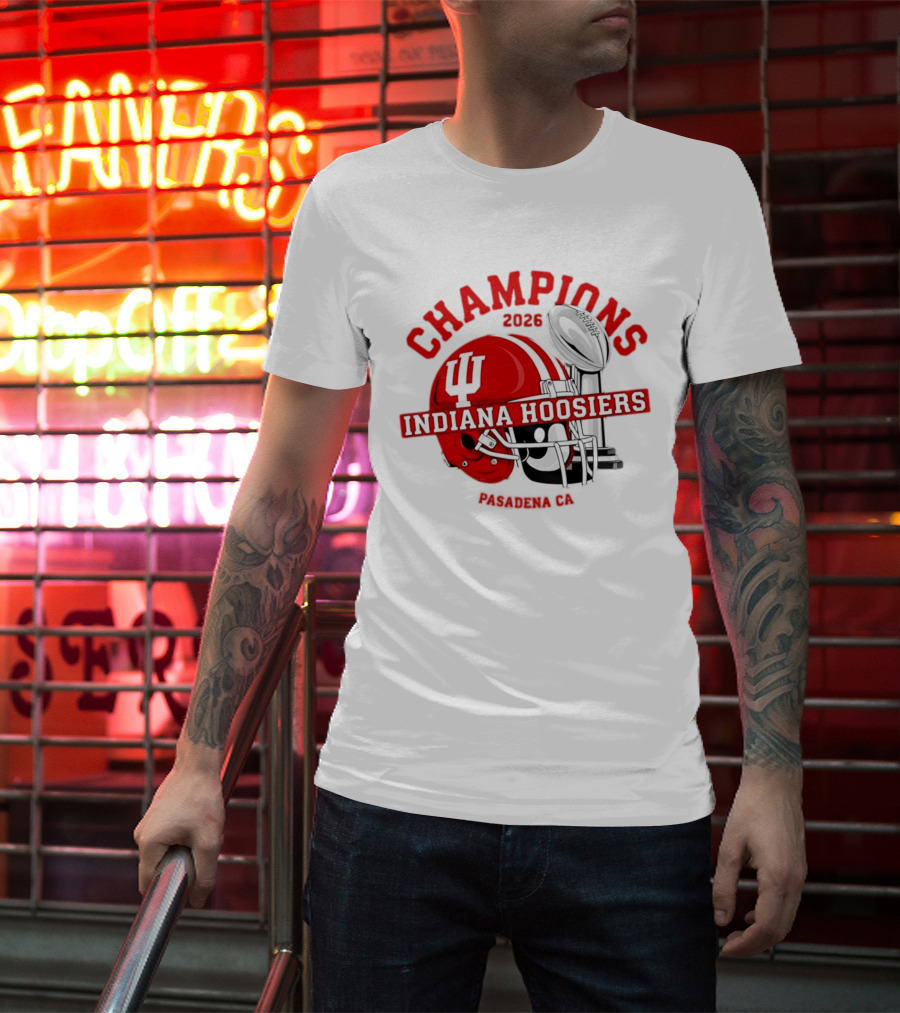 Indiana Hoosiers 2026 Champions Helmet Trophy Football Victory T-Shirt