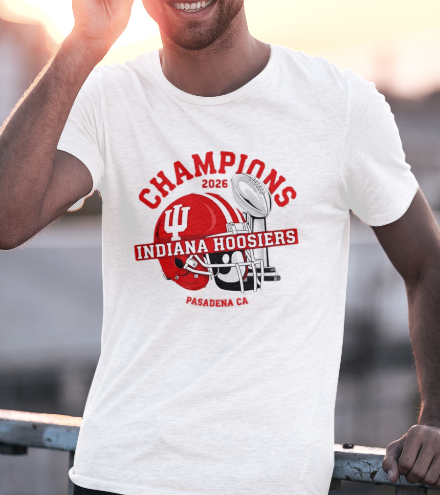 Indiana Hoosiers 2026 Champions Helmet Trophy Football Victory T-Shirt